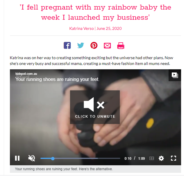 "I fell pregnant with my rainbow baby the week I launched Cammino" Katrina Verso writes for Kidspot