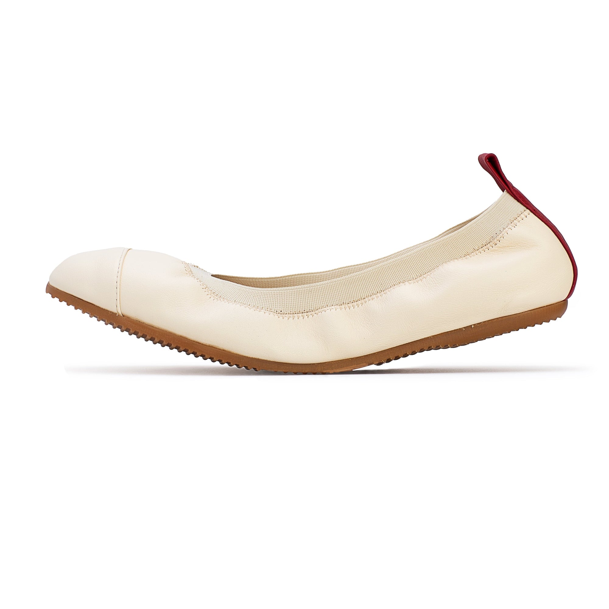 Sofia - Eggshell and Red Ballet Flats Ballet Flats Cammino Shoes 