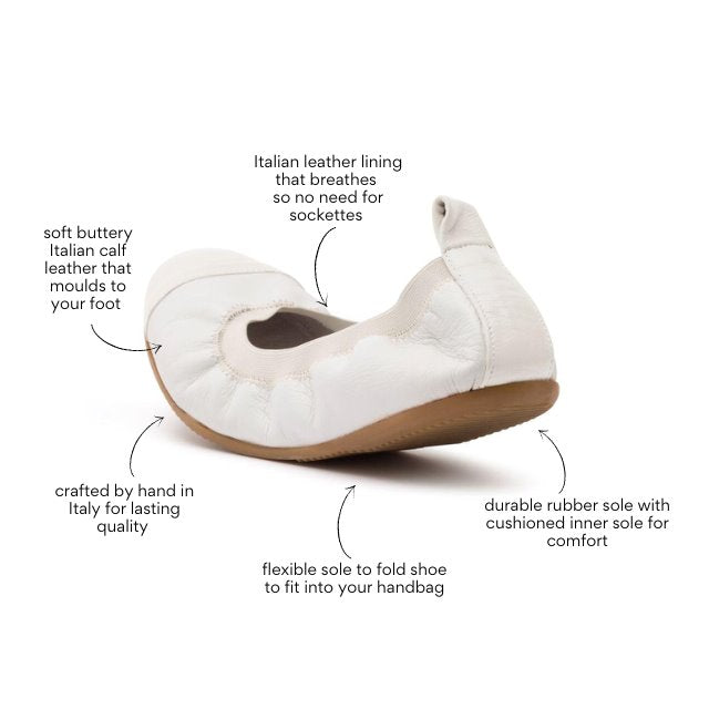 Clara - Ivory Ballet Flat Ballet Flats Cammino Shoes 