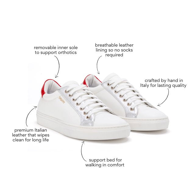 Saluzzo - Red, White and Silver Sneaker Sneakers Cammino Shoes 